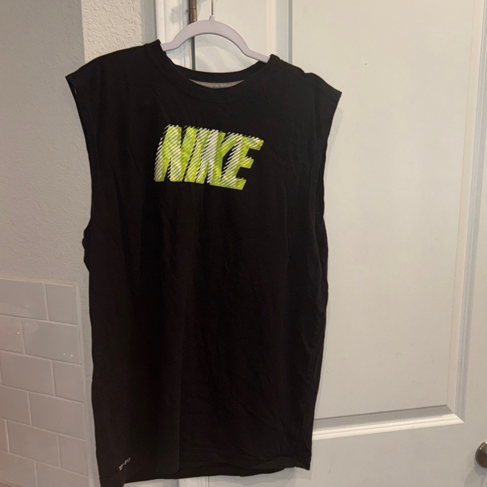 Unisex Nike Black Tank Top with Neon Logo